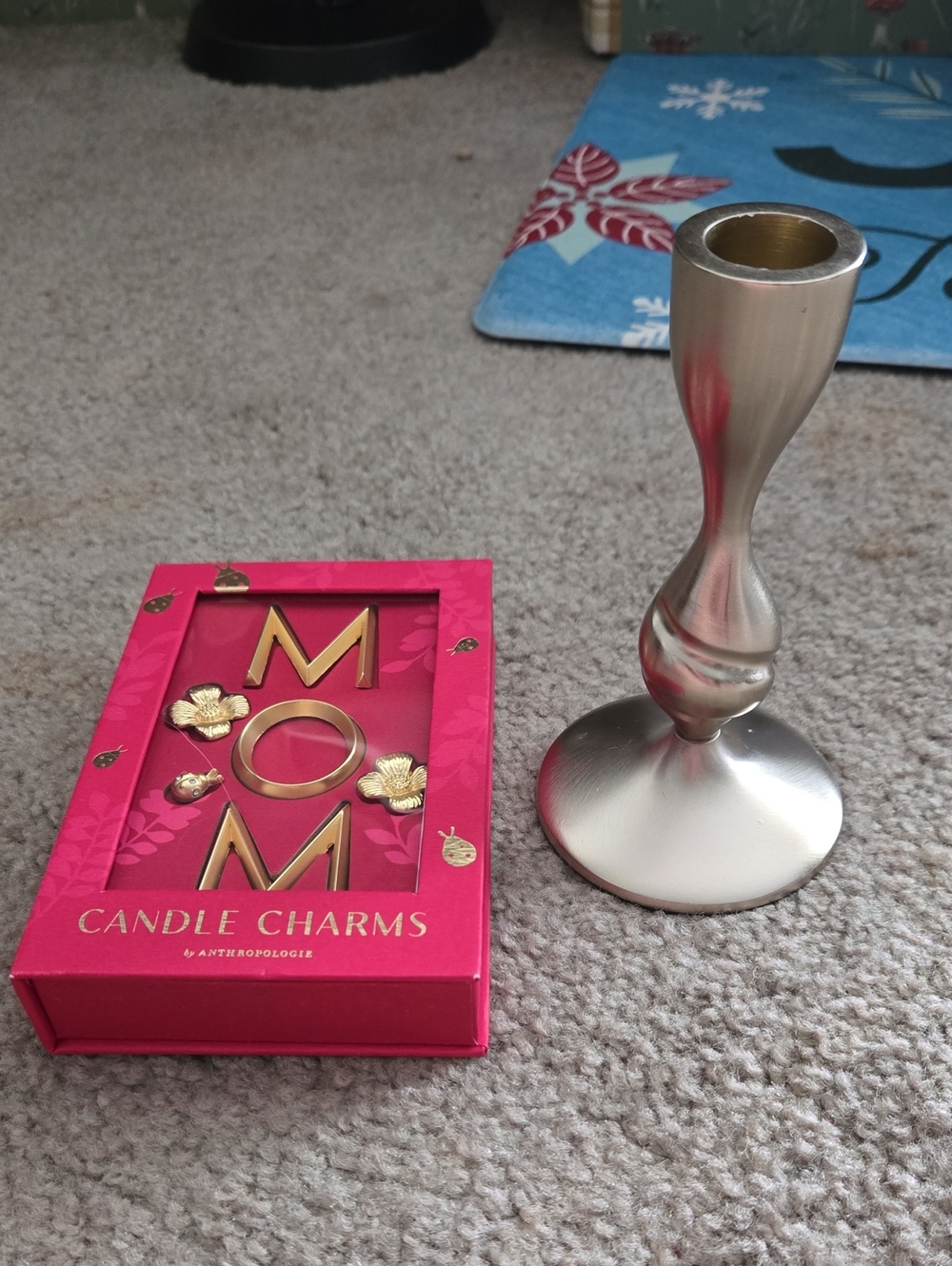 Anthropologie Hot Pink and Gold MOM Candle Charms Set